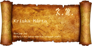 Kriska Márta névjegykártya